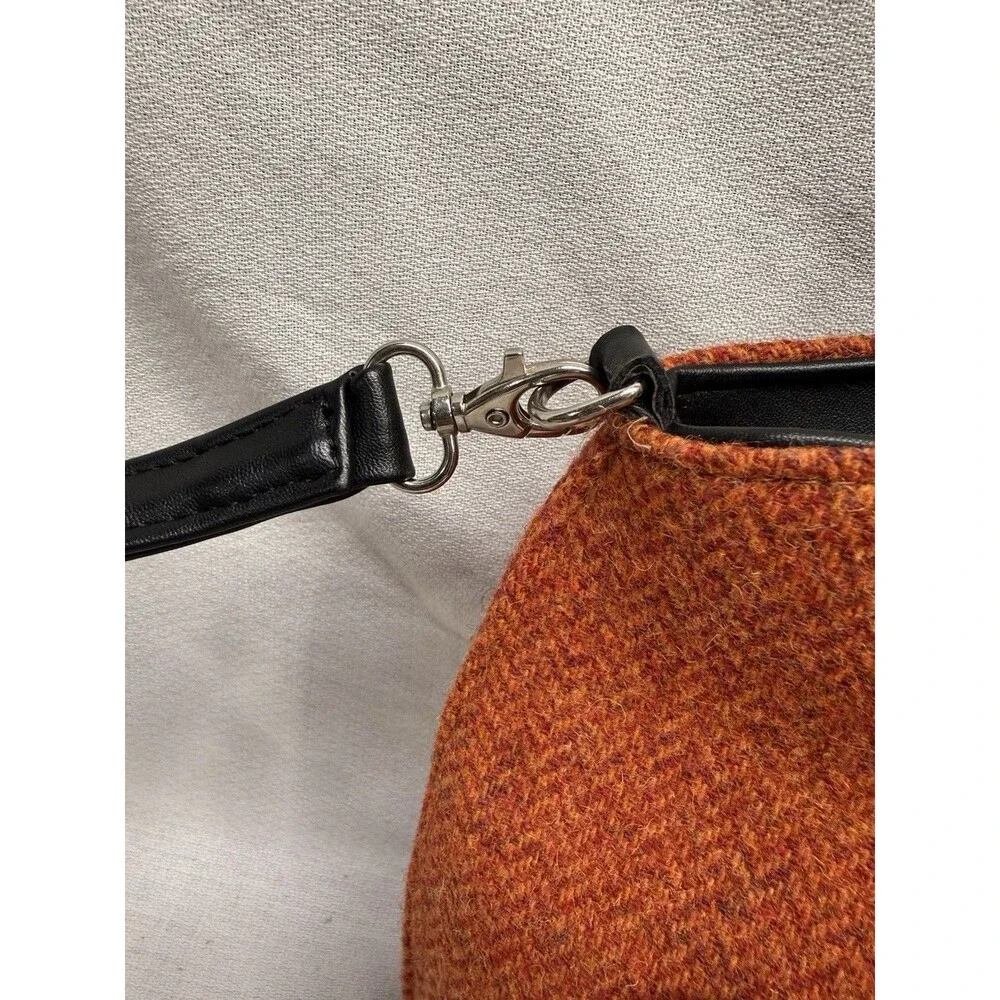 Mucros Weavers Emily Style Tweed Wool Hand Bag Burnt Orange Ireland Bow Accent
